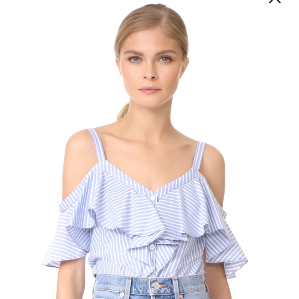Veronica Beard Off Shoulder Ruffle Top